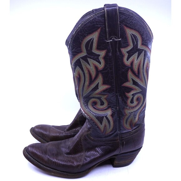Vtg JUSTIN Exotic Iguana Lizard Western / Cowboy Boots Brown Men’s Sz 10 D 5899 - Picture 1 of 6
